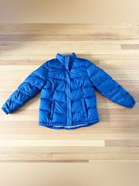 L.L. Bean Navy Blue Goose Down Classic Winter Quilted Nylon Puffer Jacket Large